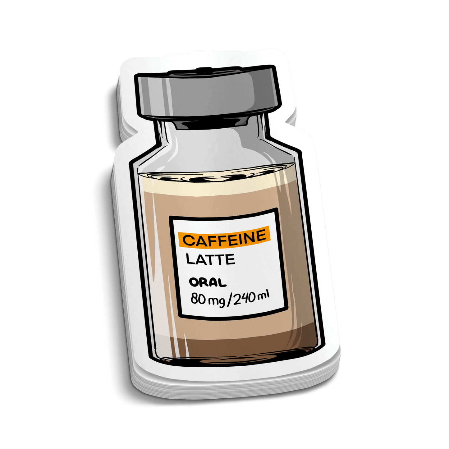 Caffeine Vile 80mg | Funny Medical Stickers - Heroes Rise Coffee Company