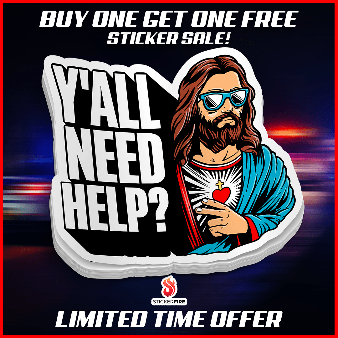 Y'all Need Some Help Jesus Sticker - Heroes Rise Coffee Company