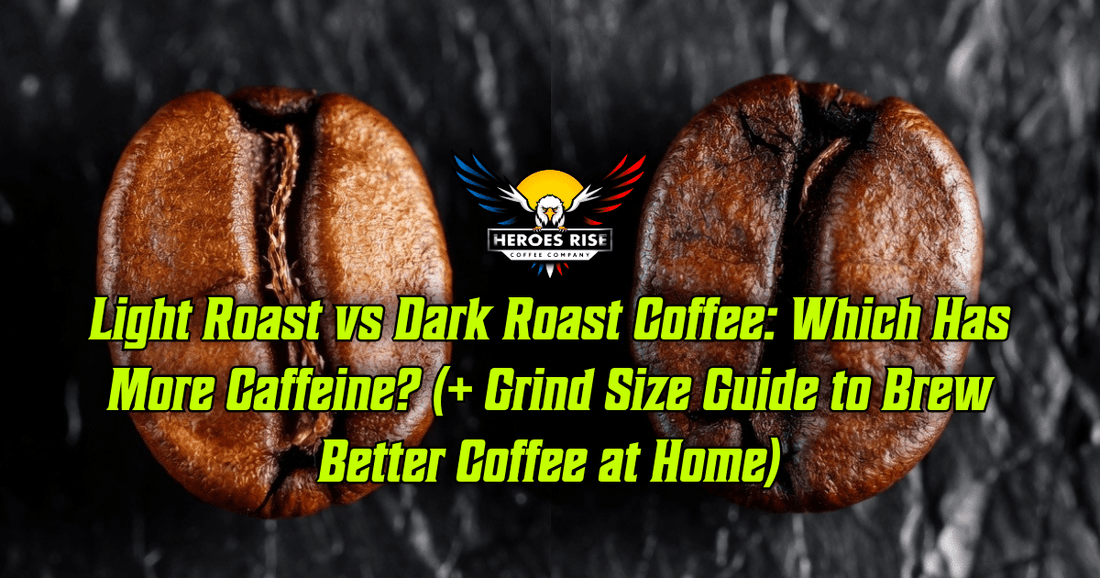 ☕ Light Roast vs Dark Roast Coffee: Which Has More Caffeine? (+ Grind Size Guide to Brew Better Coffee at Home) - Heroes Rise Coffee Company