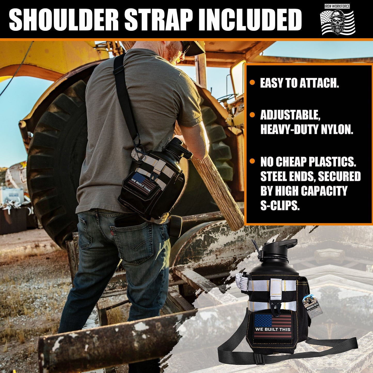64oz Iron Workforce Bottles - Heroes Rise Coffee Company