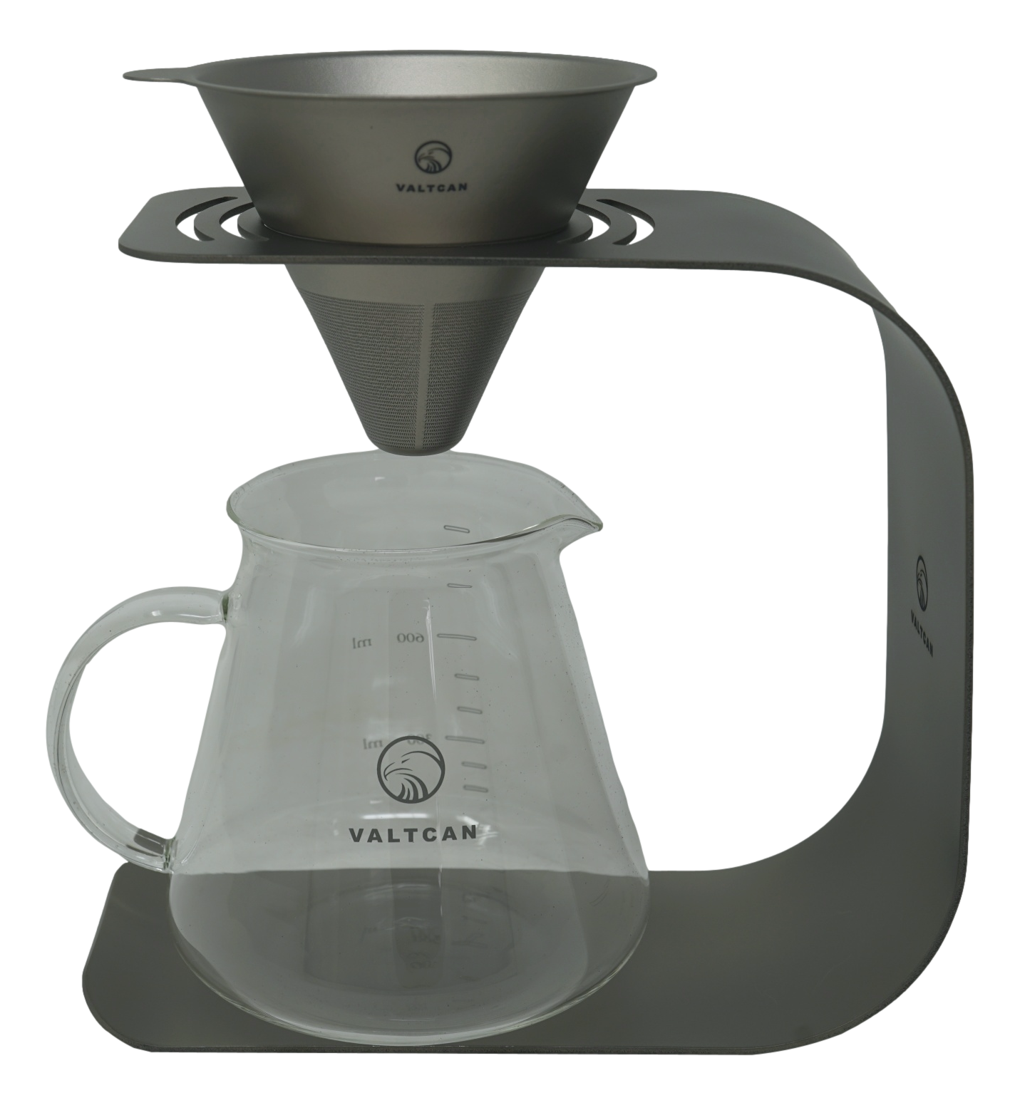 Valtcan Titanium Pour Over Coffee Set - Your Last Paper Filter Was Yesterday. 10,000+ laser-cut slots · Borosilicate glass carafe · Brews coffee & tea