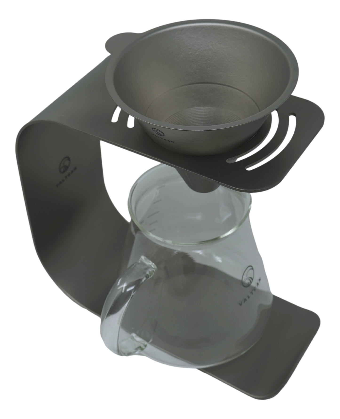 Valtcan Titanium Pour Over Coffee Set - Your Last Paper Filter Was Yesterday. 10,000+ laser-cut slots · Borosilicate glass carafe · Brews coffee & tea