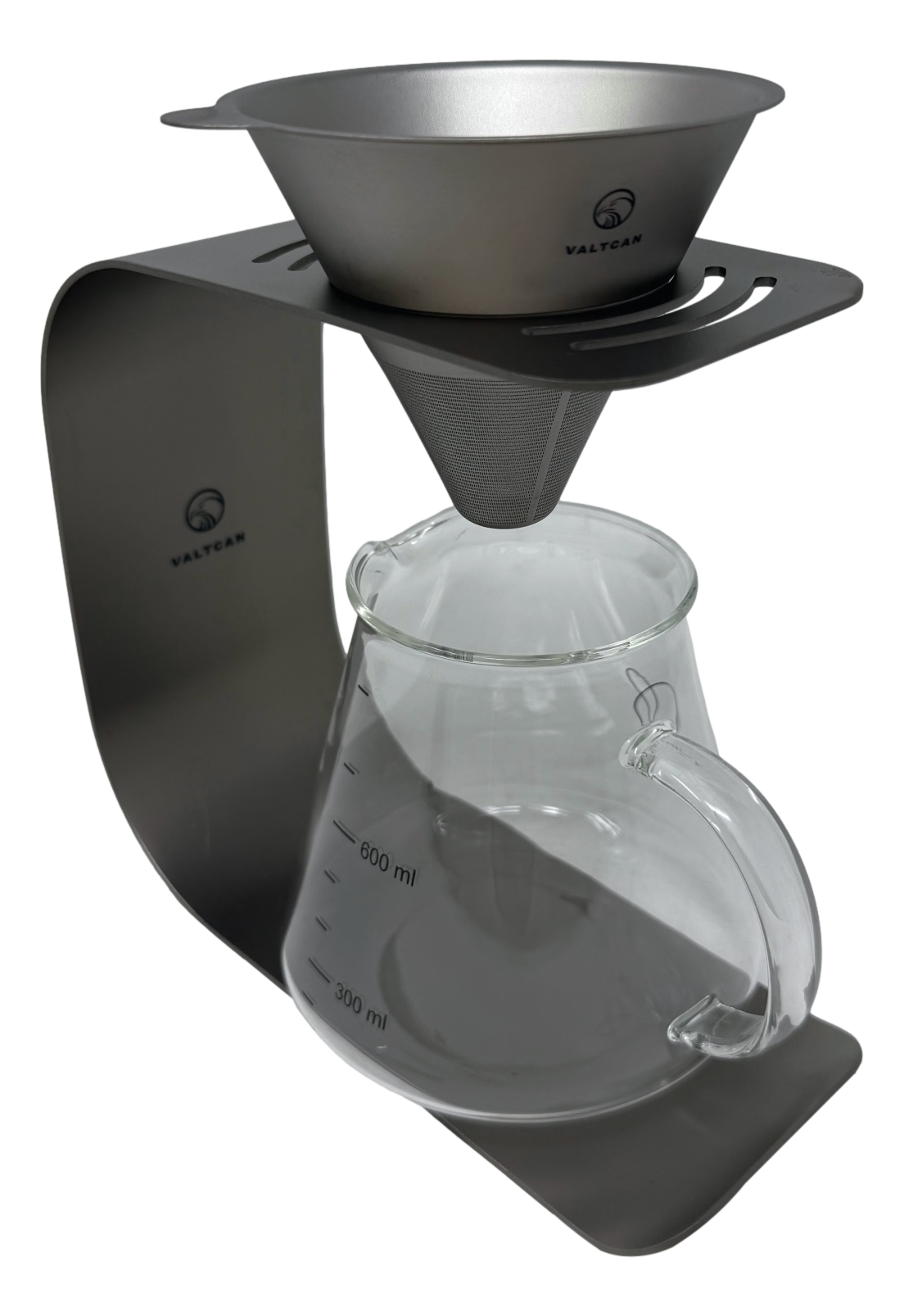 Valtcan Titanium Pour Over Coffee Set - Your Last Paper Filter Was Yesterday. 10,000+ laser-cut slots · Borosilicate glass carafe · Brews coffee & tea