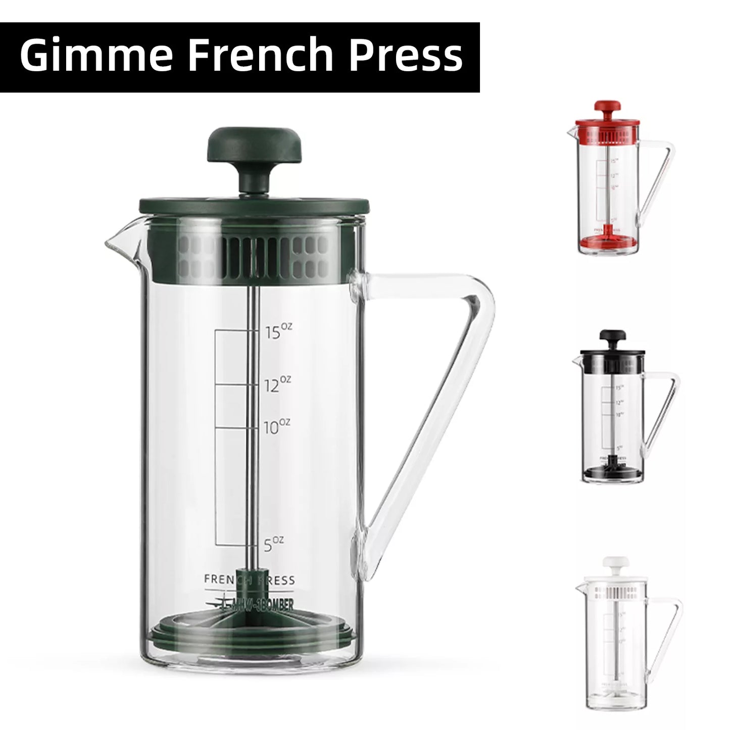 MHW-3BOMBER 15 OZ French Press Coffee Maker Clear Cold Brew Heat Resistant Durable Portable Camping Travel Coffee Pot Gifts