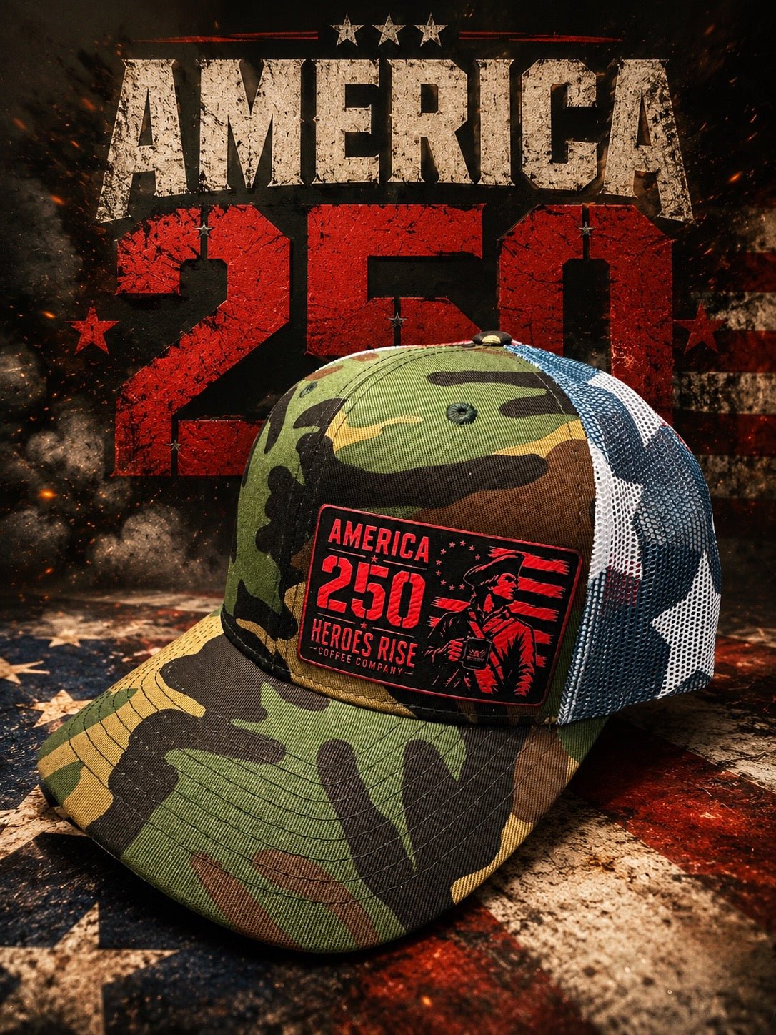 America 250th Anniversary Hat - Heroes Rise Coffee Company