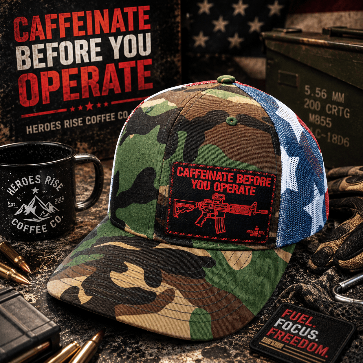 Caffeinate Before You Operate Hat - Heroes Rise Coffee Company
