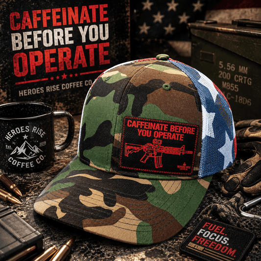 Caffeinate Before You Operate Hat - Heroes Rise Coffee Company