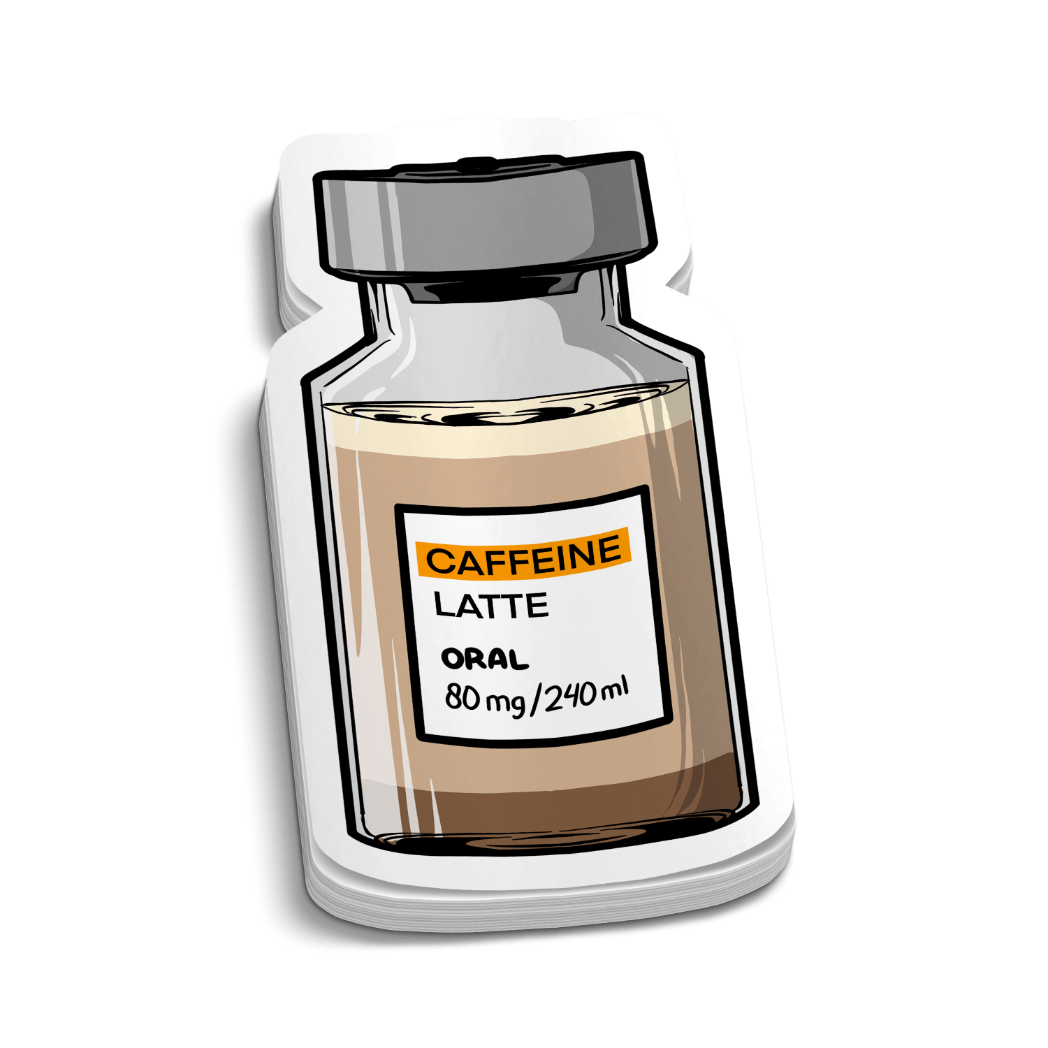 Caffeine Vile 80mg | Funny Medical Stickers - Heroes Rise Coffee Company