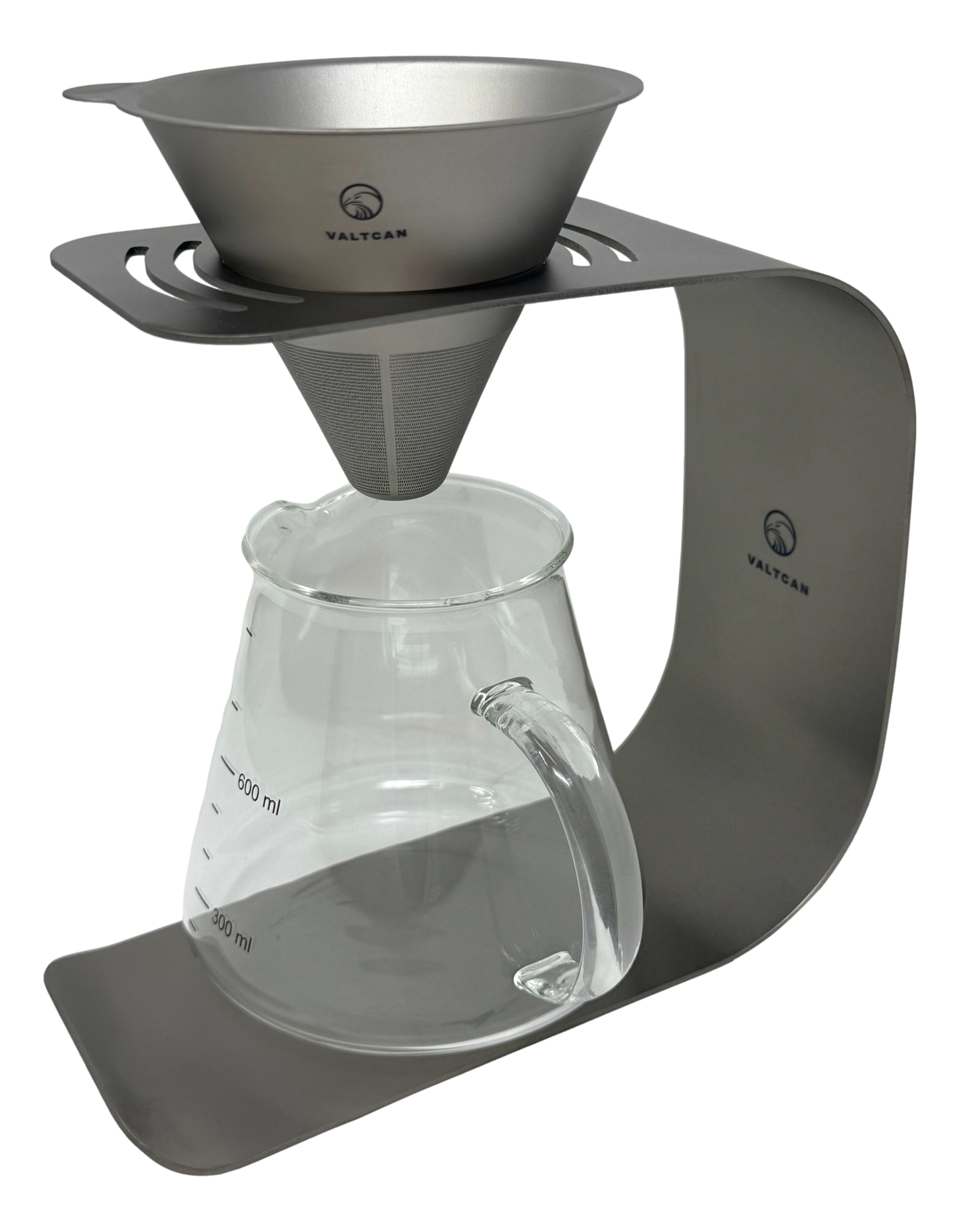 Valtcan Titanium Pour Over Coffee Set - Your Last Paper Filter Was Yesterday. 10,000+ laser-cut slots · Borosilicate glass carafe · Brews coffee & tea
