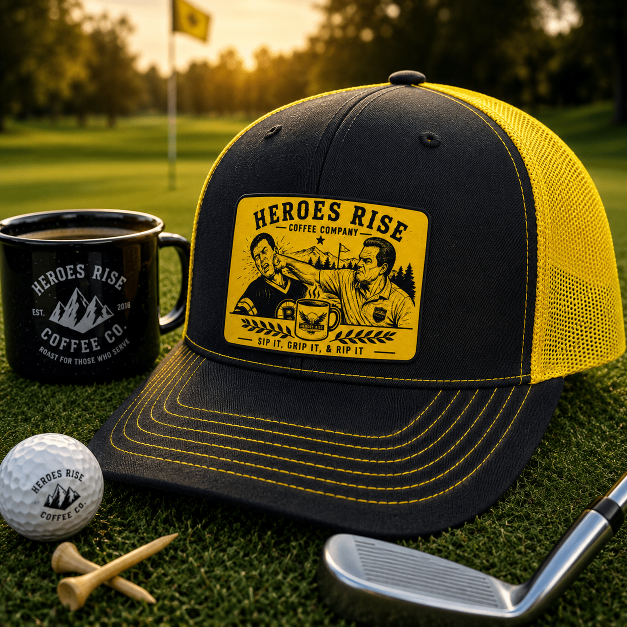 Happy G - Sip it, Grip it, & Rip it Hat - Heroes Rise Coffee Company